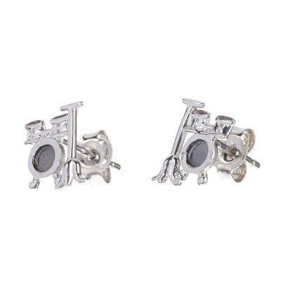 Rockys Stud Earrings Drum Set Silver