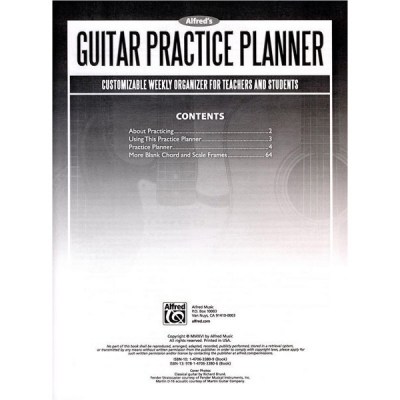 Alfred Music Publishing Guitar Practice Planner
