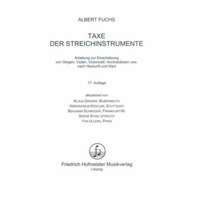 Friedrich Hofmeister Verlag Taxe der Streichinstrumente