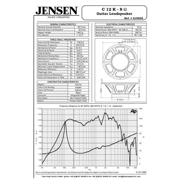 Jensen c12k sale 8 ohm