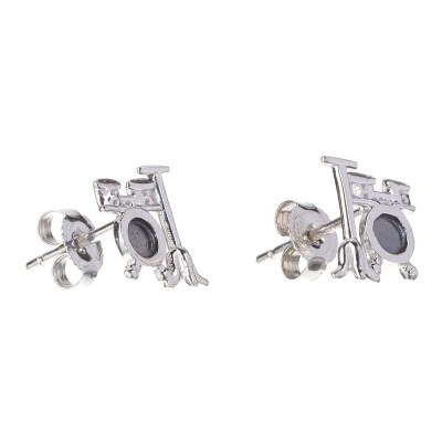 Rockys Stud Earrings Drum Set Silver