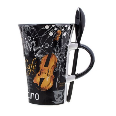 Music Sales Cappuccino Mug Violin Black