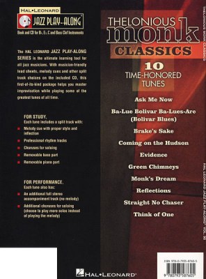 Hal Leonard Jazz Along Thelonious Monk