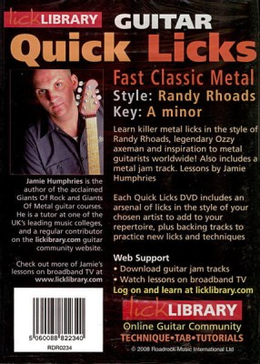 Music Sales Quick Licks - Randy Rhoads