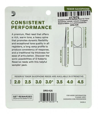 D'Addario Woodwinds Reserve Tenor Sampler Pack 2,5