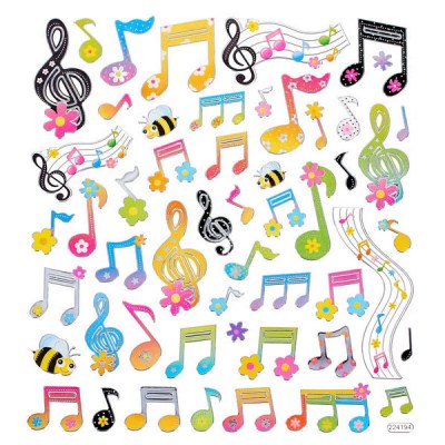 Music Sales Stickers:Floral Notes And Clef
