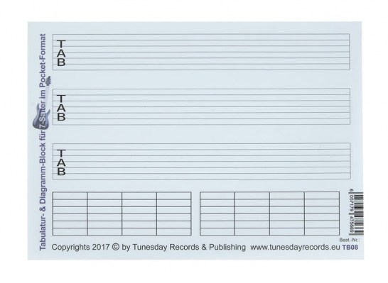 Tunesday Records Music Paper 7-Strings / Tab