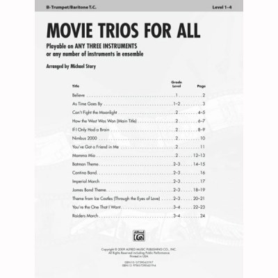 Alfred Music Publishing Movie Trios For All Trumpet