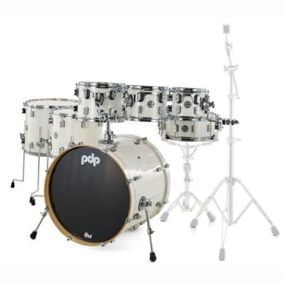 DW PDP CM7 Rock Pearlescent White