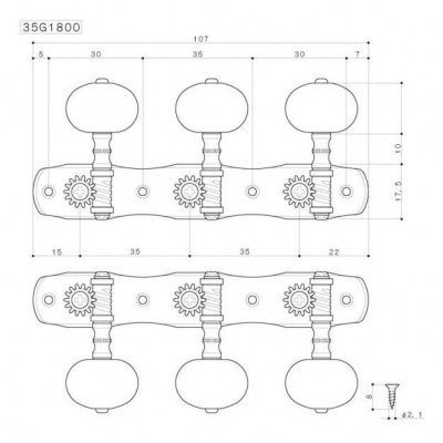 Gotoh 35G1800-2M Classic Tuners