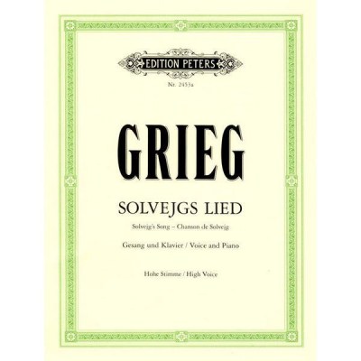 Edition Peters Grieg Solvejgs Lied High Voice