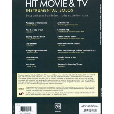 Alfred Music Publishing Hit Movie & TV Solos Mallets