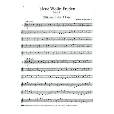 Musikverlag Wilhelm Halter Pracht Neue Violin Etüden 1