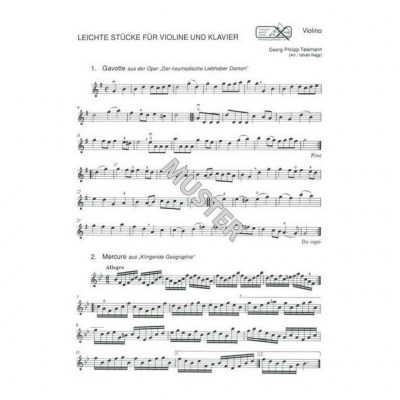 Universal Edition Telemann Leichte Stücke Violin