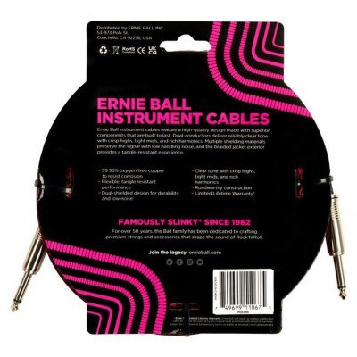 Ernie Ball Instr.Cable Braided 25ft RB