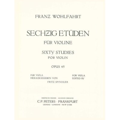 Edition Peters Wohlfahrt 60 Etüden Viola
