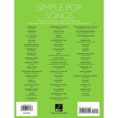 Hal Leonard Simple Pop Songs