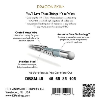 DR Strings Dragon Skin+ DBSM-45 Coated