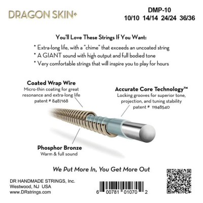 DR Strings Dragon Skin+ DMP-10 Coated