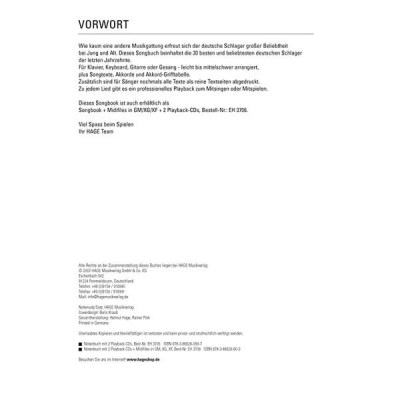 Hage Musikverlag Deutsche Schlager m.CD.