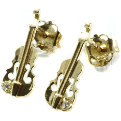 Rockys Stud Earrings Violin Gold