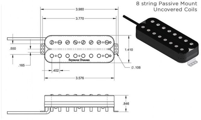 Seymour Duncan Pegasus 8-String Bridge PM BK