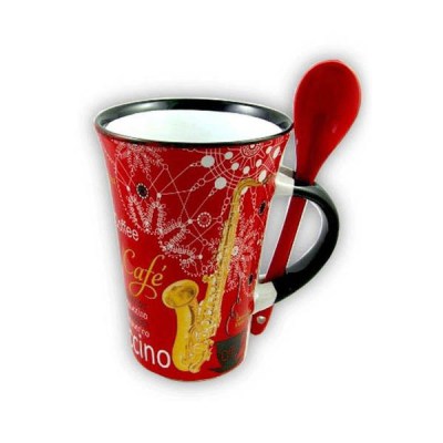 Music Sales Cappuccino Mug Saxophone Red