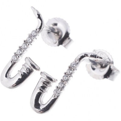 Rockys Stud Earrings Saxophone Silver