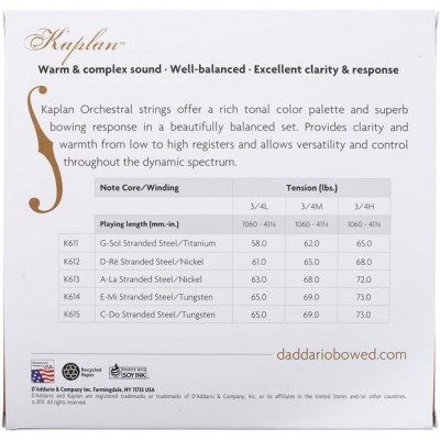 Daddario K610-3/4M Kaplan Bass 3/4