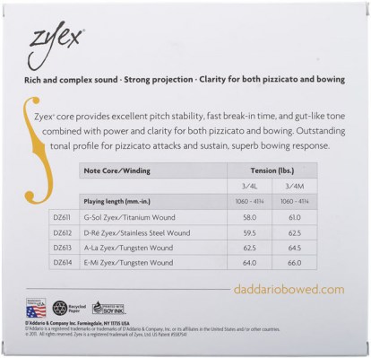 Daddario DZ610-3/4L Zyex Bass 3/4